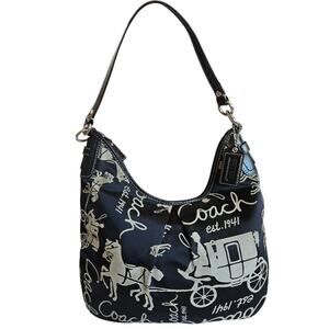 Y2k Coach Shoulder Bag F14480 Horse & Carriage Pleat Front Sateen Hobo